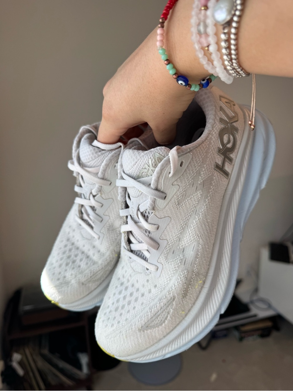 Hoka Women's White Lightweight Cushioned Running Sneakers